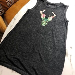 Gray top with floral detail